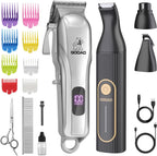 Gooad Dog Clippers Grooming Kit front view showcasing the main rechargeable cordless pet shaver with its premium digital LCD power display screen.