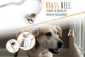 Close up of silver Mighty Paw durable brass dog bell