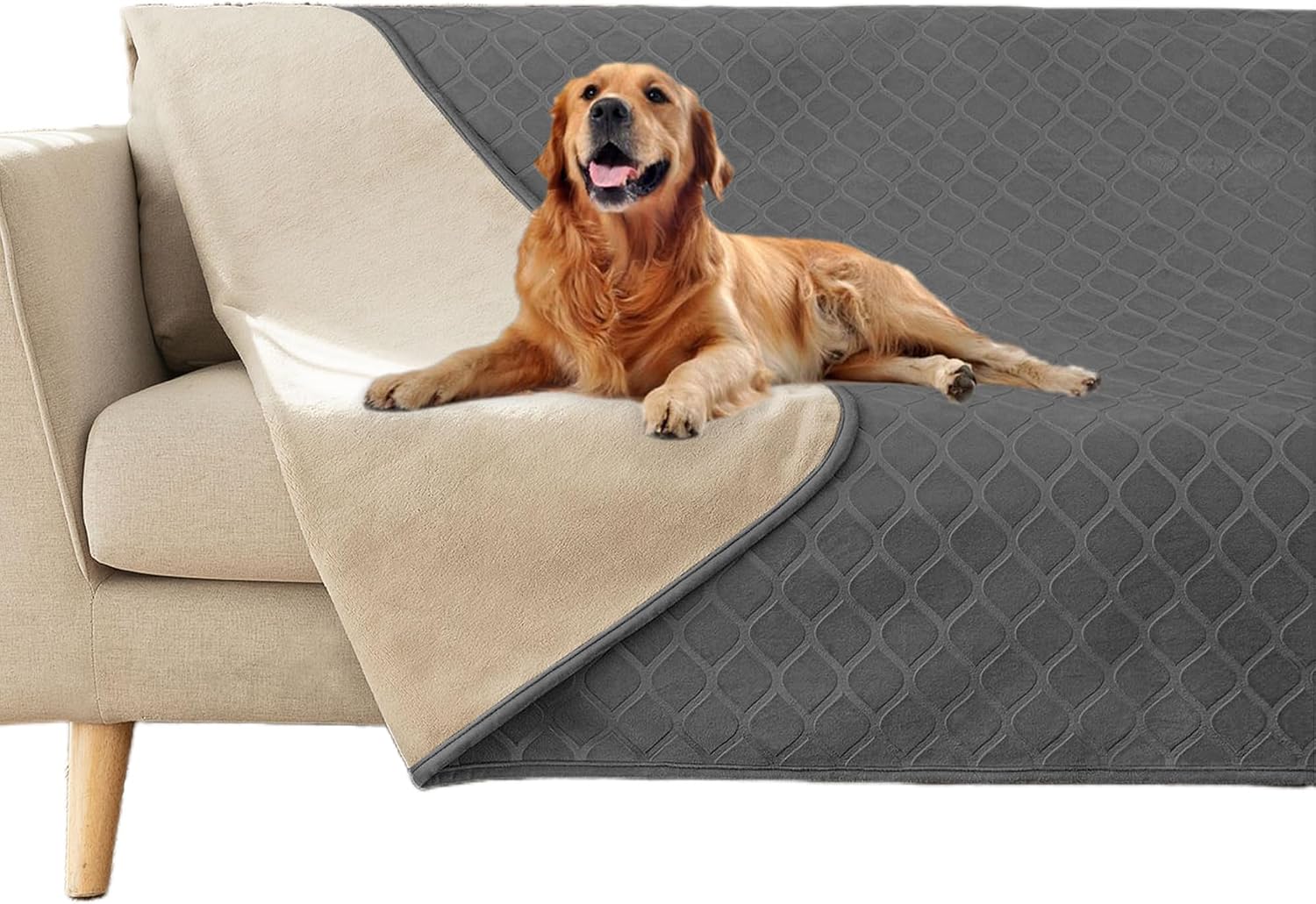 fuguitex Waterproof Dog Blanket Bed Cover Dog Crystal Velvet Moroccan Fuzzy Cozy Plush Pet Blanket Throw Blanket for Couch Sofa(40 * 60 inch, Cream+Beige) - Image 12