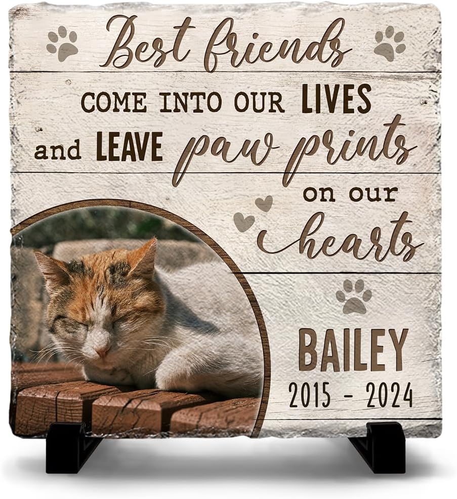 Custom Memorial Stones for Cats - Personalized Cat Memorial Picture Frame - Square Stepping Stones - Cat Loss Sympathy Gifts - Image 11