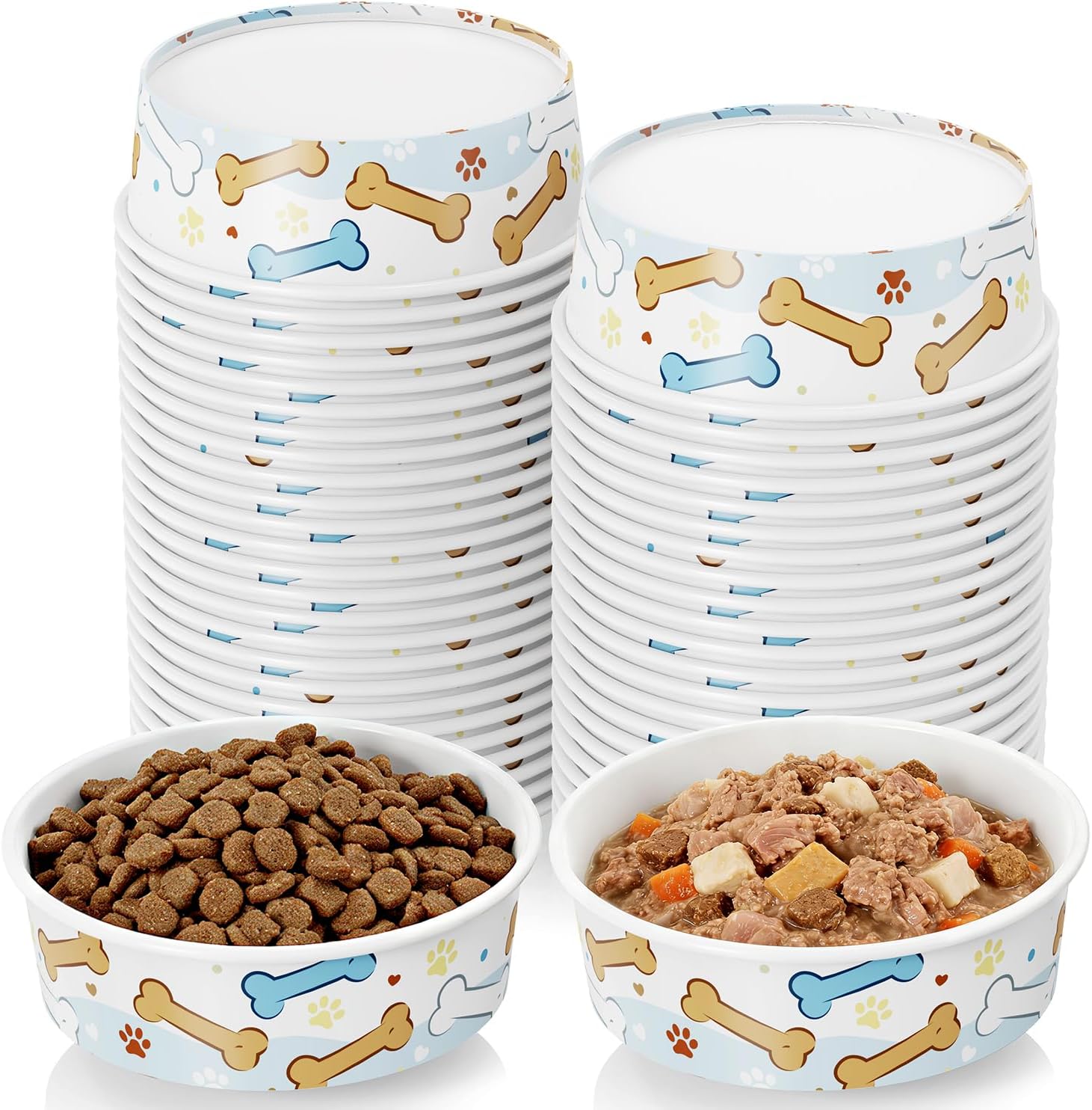 50 Pack Disposable Dog Bowls, 16 oz Paper Pet Bowls for Cats & Dogs, Disposable Cat Food Bowls for Dry Wet Food & Water, Travel Feeding Bowls for Small Medium Pets - Image 9