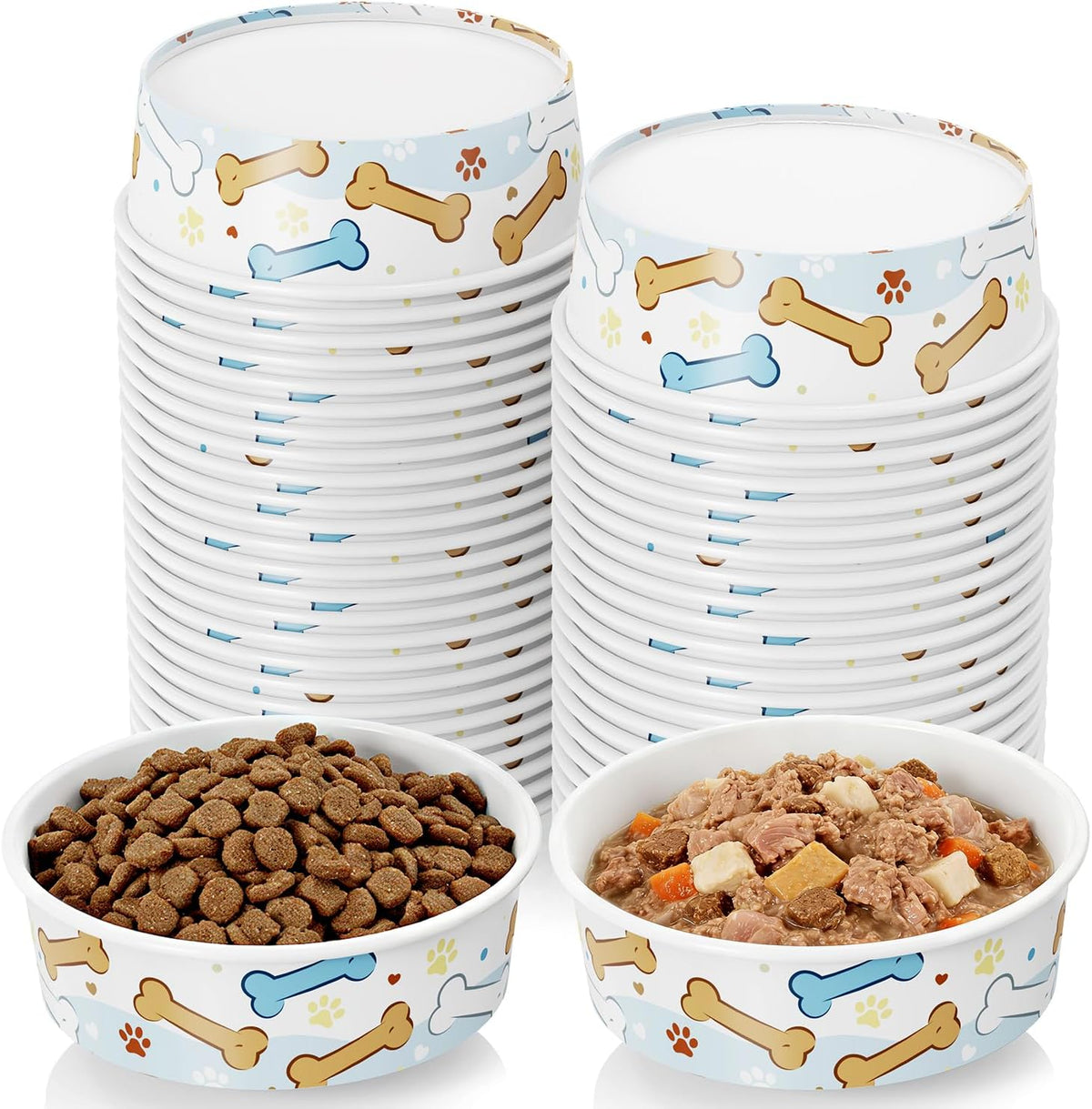 50 Pack Disposable Dog Bowls, 16 oz Paper Pet Bowls for Cats & Dogs, Disposable Cat Food Bowls for Dry Wet Food & Water, Travel Feeding Bowls for Small Medium Pets - Image 9