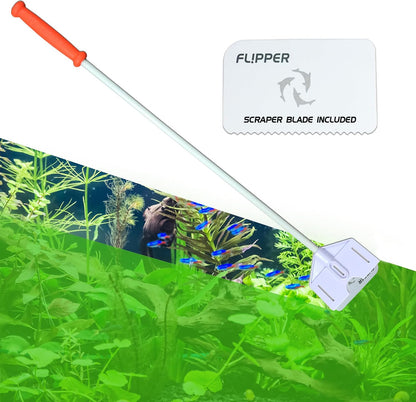 Custom cut plastic card attached to the FL!PPER scraper for cleaning tight corners