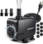 BaoZqua 320GPH Submersible Water Pump front view showing flow control dial.