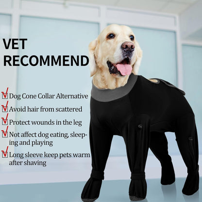 Rozkitch four sleeve dog cone alternative demonstrating abdominal potty access