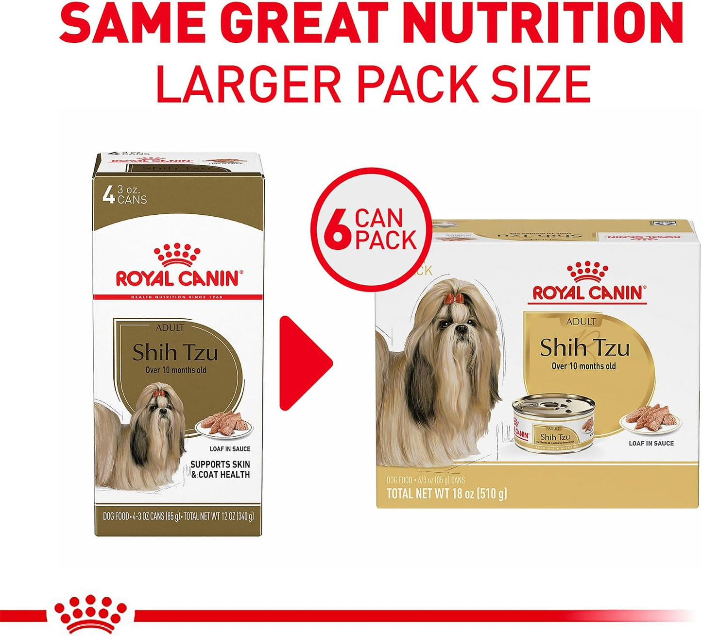 Royal Canin breed health nutrition shih tzu loaf in sauce single can closeup