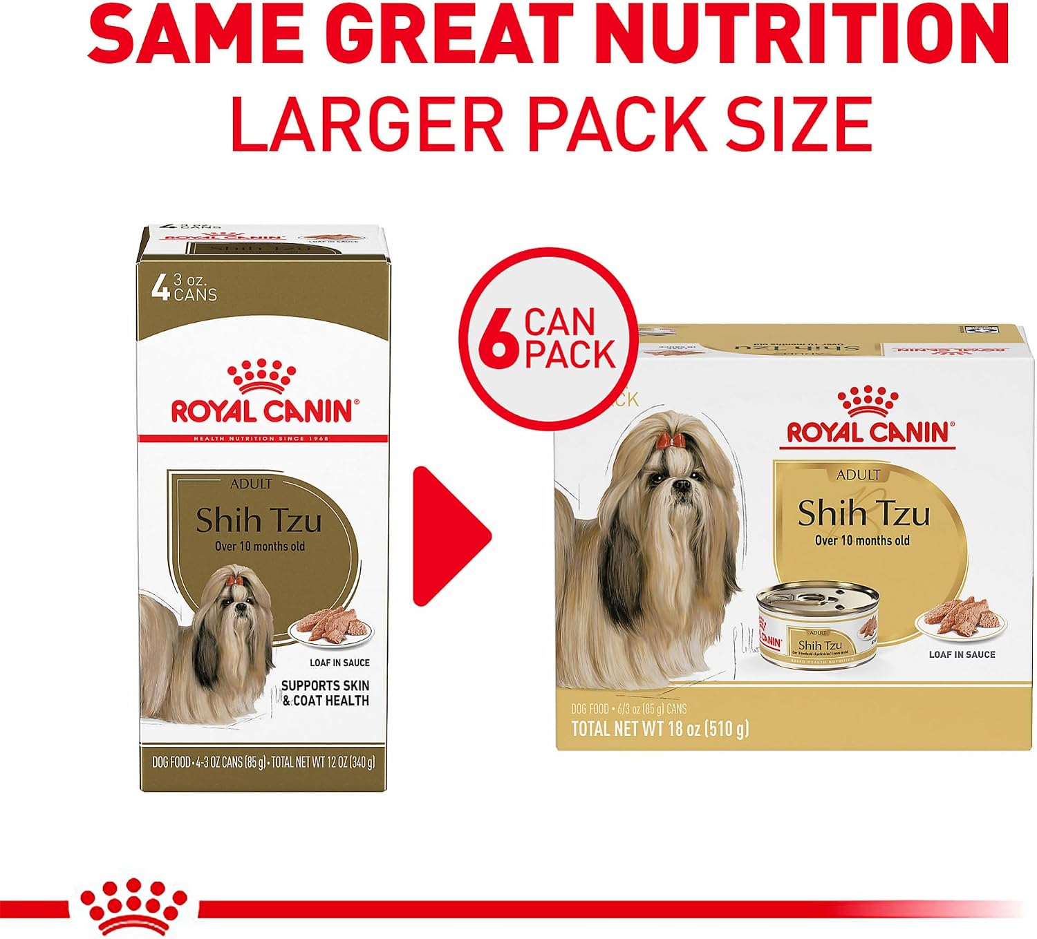 Royal Canin breed health nutrition shih tzu loaf in sauce single can closeup
