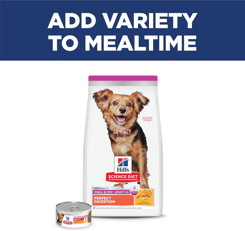 Hill's Science Diet Adult 1-6 Perfect Digestion Small & Mini Dry Dog Food, Chicken & Brown Rice, 3.5 lb. Bag - Image 9