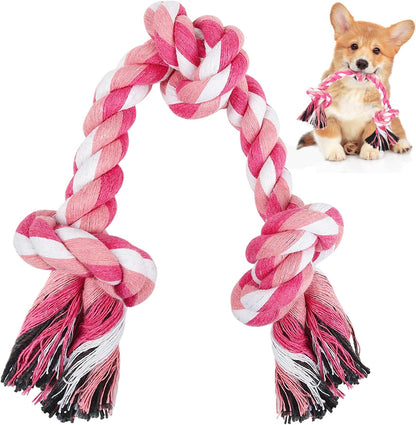 SZEE Dog Rope Toy 2 Pack, Rope Toys for Dogs, Chew Ropes for Small Breeds Puppies, Pull Toy for Tug of War, Energy Release, Boredom Relief and Teeth Cleaning, 3 Knots 14 inches (Pink & Orange) - Image 11