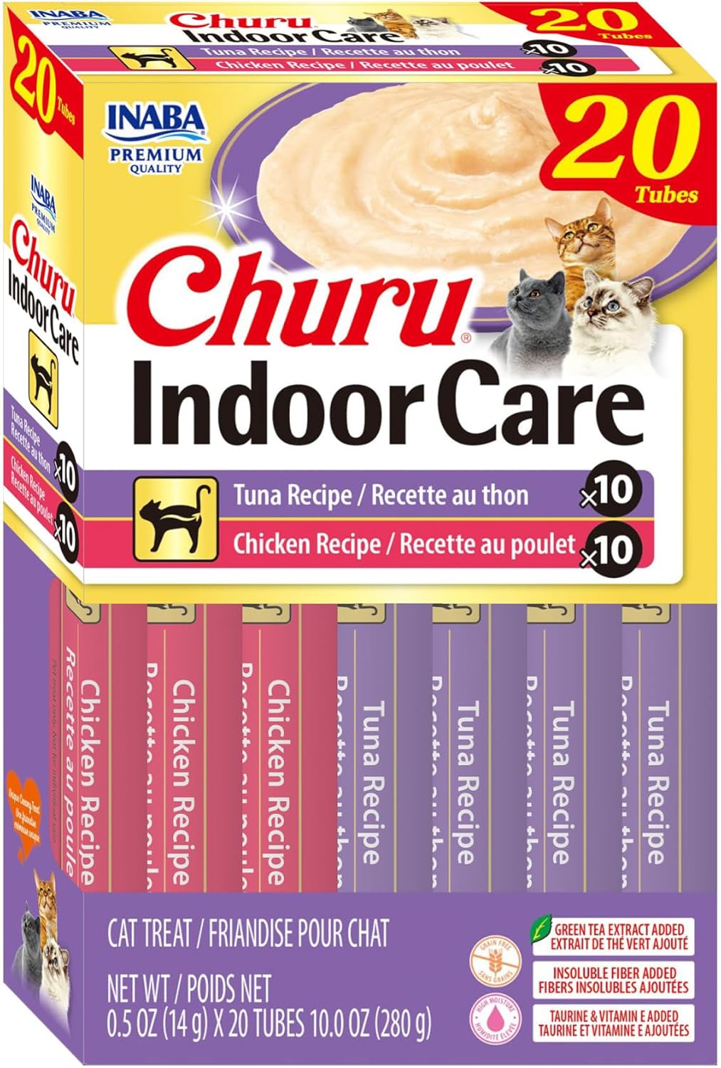 INABA Churu Indoor Care for Hairball Control, Functional Lickable Cat Treat with Taurine & Green Tea Extract, 0.5oz Each, 60 Tubes Total, Tuna & Chicken Variety - Image 11