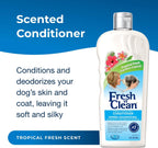 PetAg tropical scent dog conditioner packaging showing soap free formula details