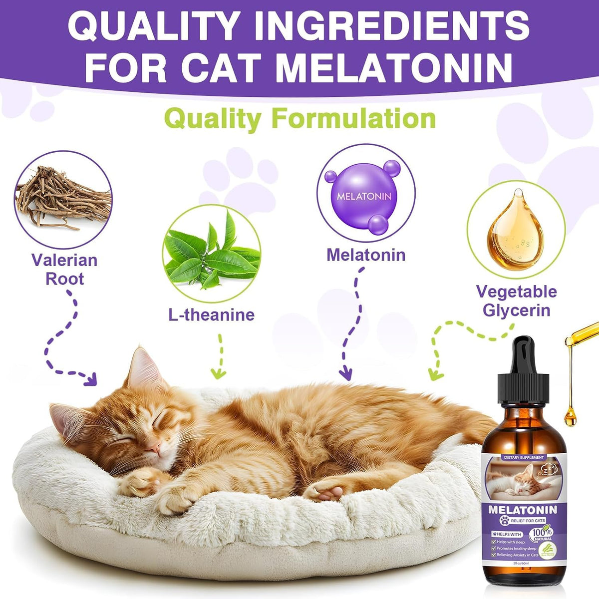Liquid dropper showing accurate measurements for feline calming drop administration