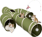 Ownpets Cat Tunnel Large 12 inch Diameter Sturdy Oxford Fabric Cat Tunnel Toy, Cactus Shape Collapsible Cat Tunnels for Indoor Cats,Interactive Peek Hole Pet Tunnel Tube with Cat Wand Toy - Image 13