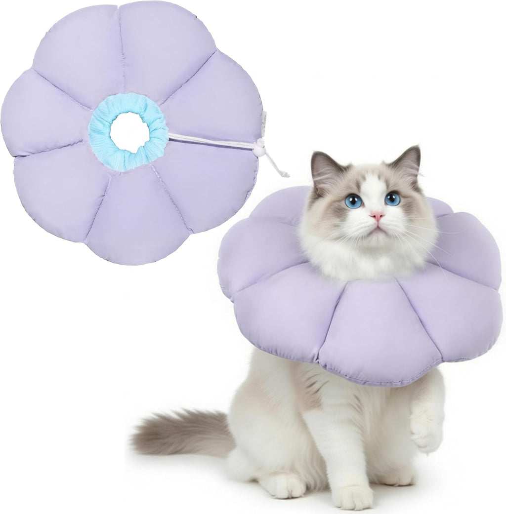 Maiiu soft cat cone collar purple medium front view comfortable post surgery recovery donut.