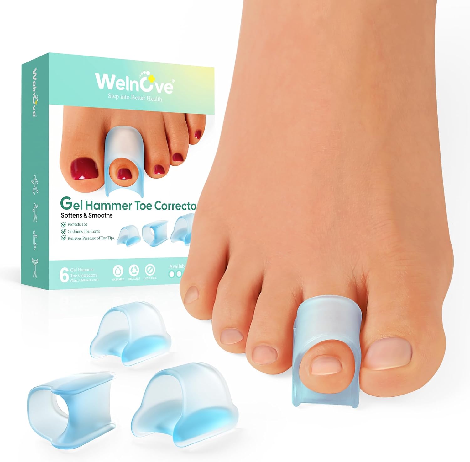 Welnove hammertoe corrector 6 piece set front view