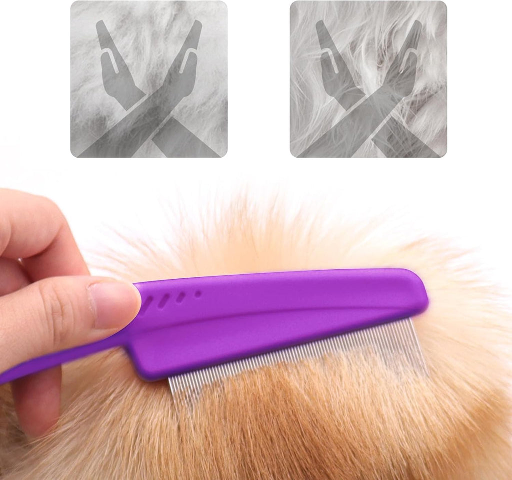 Purple flea comb for dogs and cats side profile
