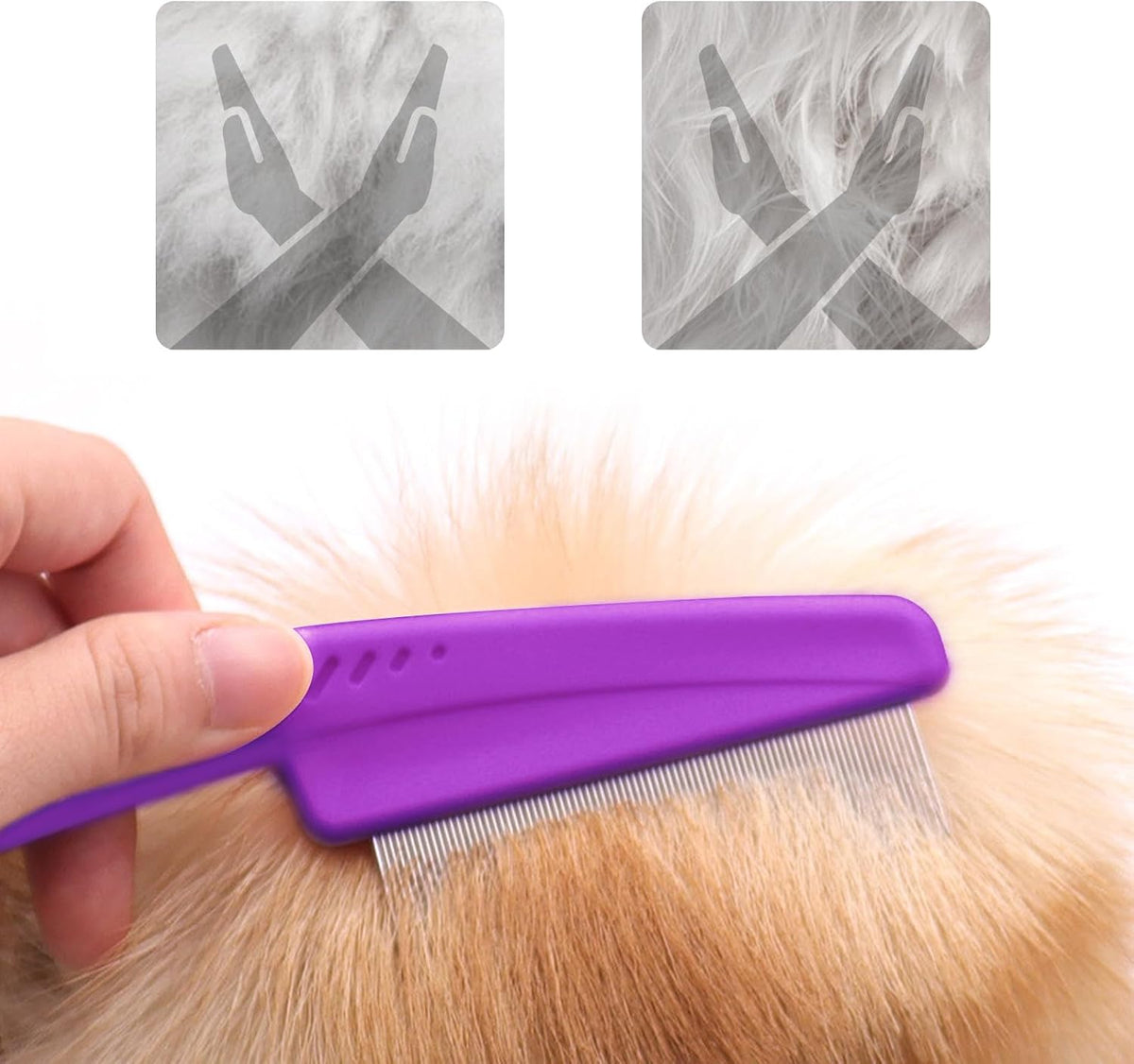 Purple flea comb for dogs and cats side profile