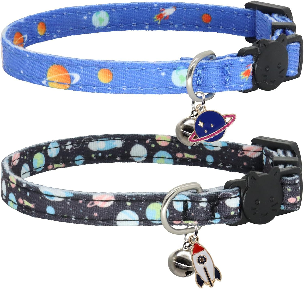 Cat Collar Breakaway, 2 Pack Cotton Kitten Collars with Bells and Removable Charms, Cute Dinosaurs Shaped for Indoor Boy, Girl and Adult Cats - Image 14