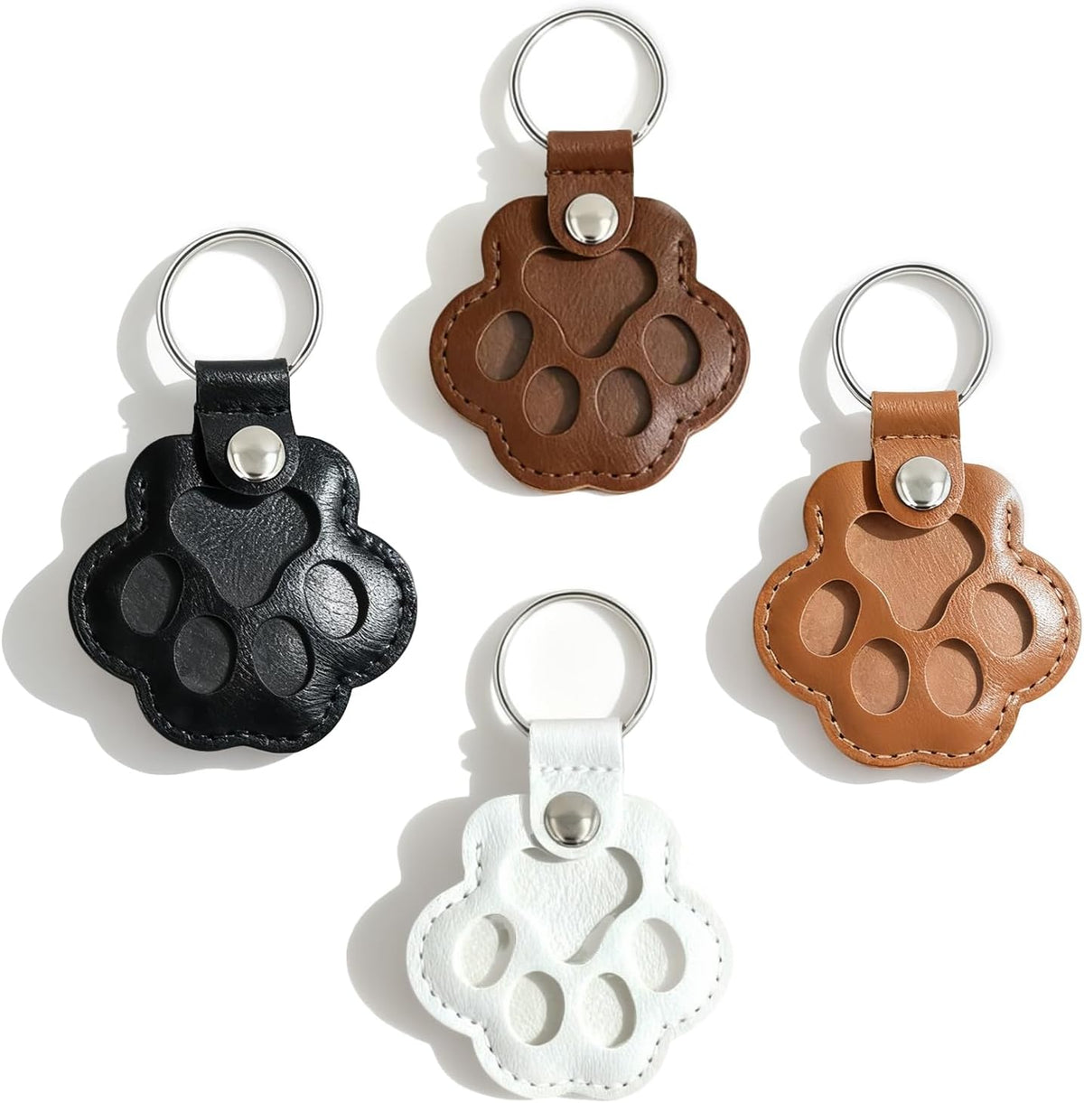 Evowatt 4 pieces pet paw leather keychain set front view