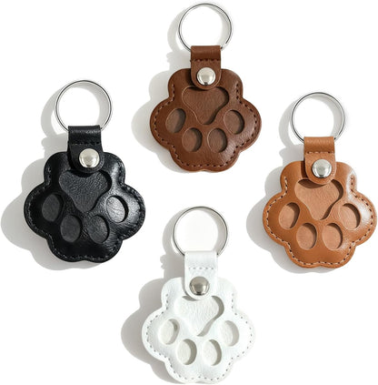 Evowatt 4 pieces pet paw leather keychain set front view