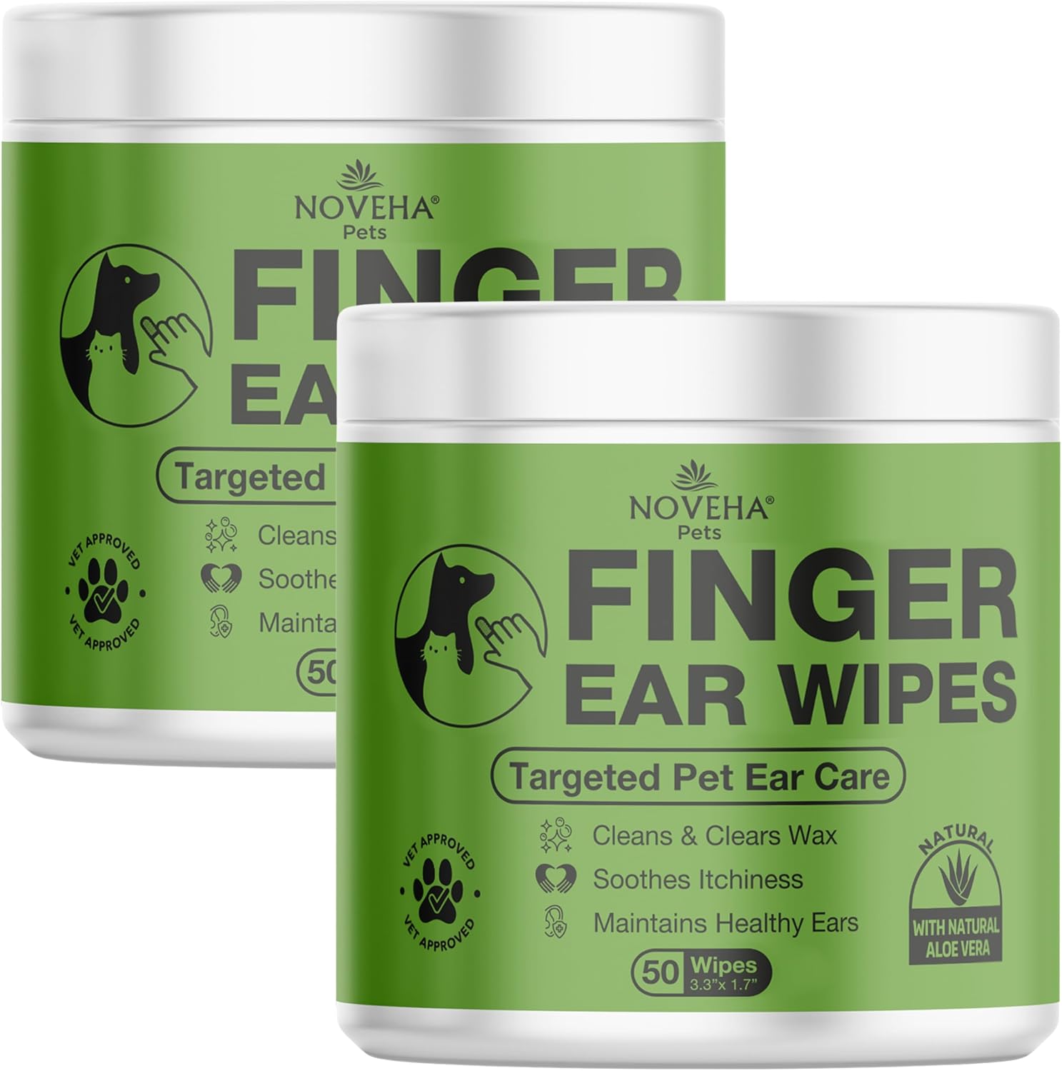NOVEHA 150PCs Dog Ear Cleaner Wipes, Daily Ear Cleaner for Dogs & Cats - Stop Ear Itching with Aloe, Eucalyptus & Witch Hazel Ear Wipes for Dogs - for Odor Control, Dirt and Wax Removal, Unscented - Image 10