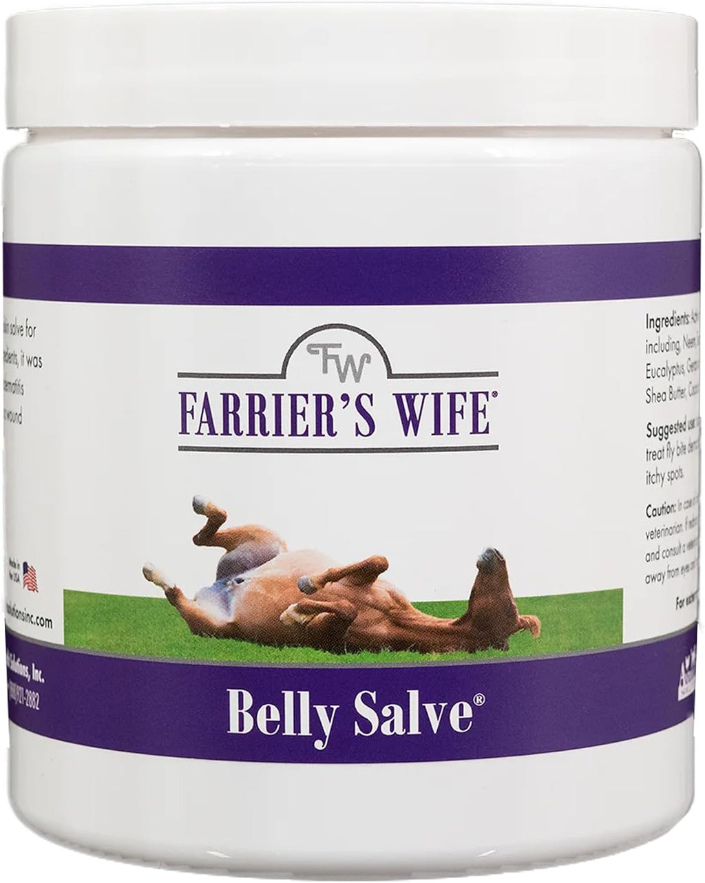 Instructions label on Farrier's Wife belly balm container