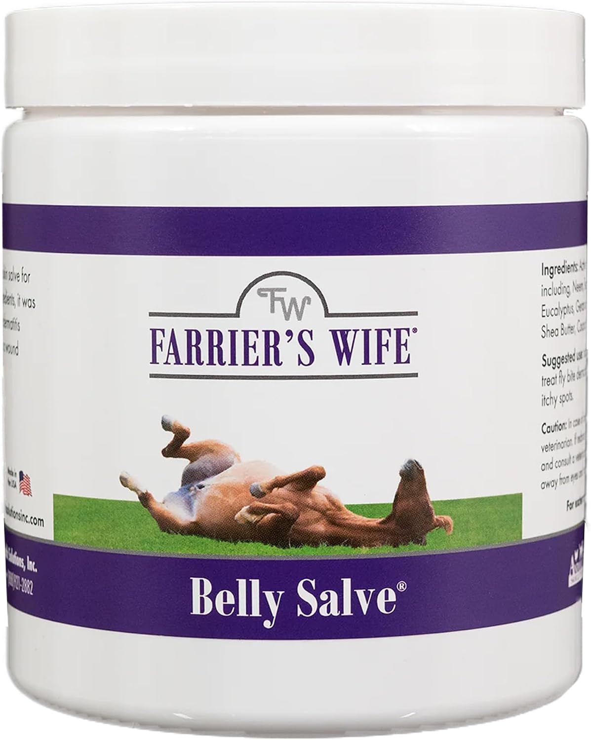 Instructions label on Farrier's Wife belly balm container