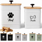 Dog Treat Container Airtight Set of 2 - 8x6 & 7x5 inch Iron Dog Treat Jars for Kitchen Counter with Airtight Bamboo Lids - 20 Cup Capacity Pet Treat Container Set - Doggie Cookie Jar - Treats Canister - Image 13