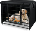 VURIVO 42 inch dog crate cover front view fitted on a heavy duty wire cage