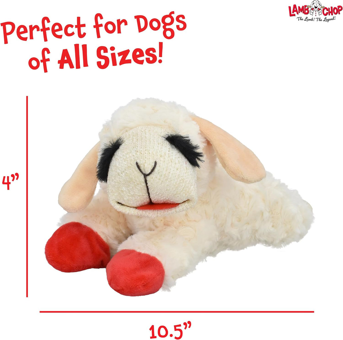 Side profile of Multipet Lamb Chop plush dog toy