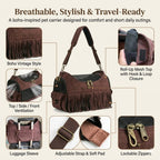 PetAmi soft-sided pet travel tote carried on shoulder