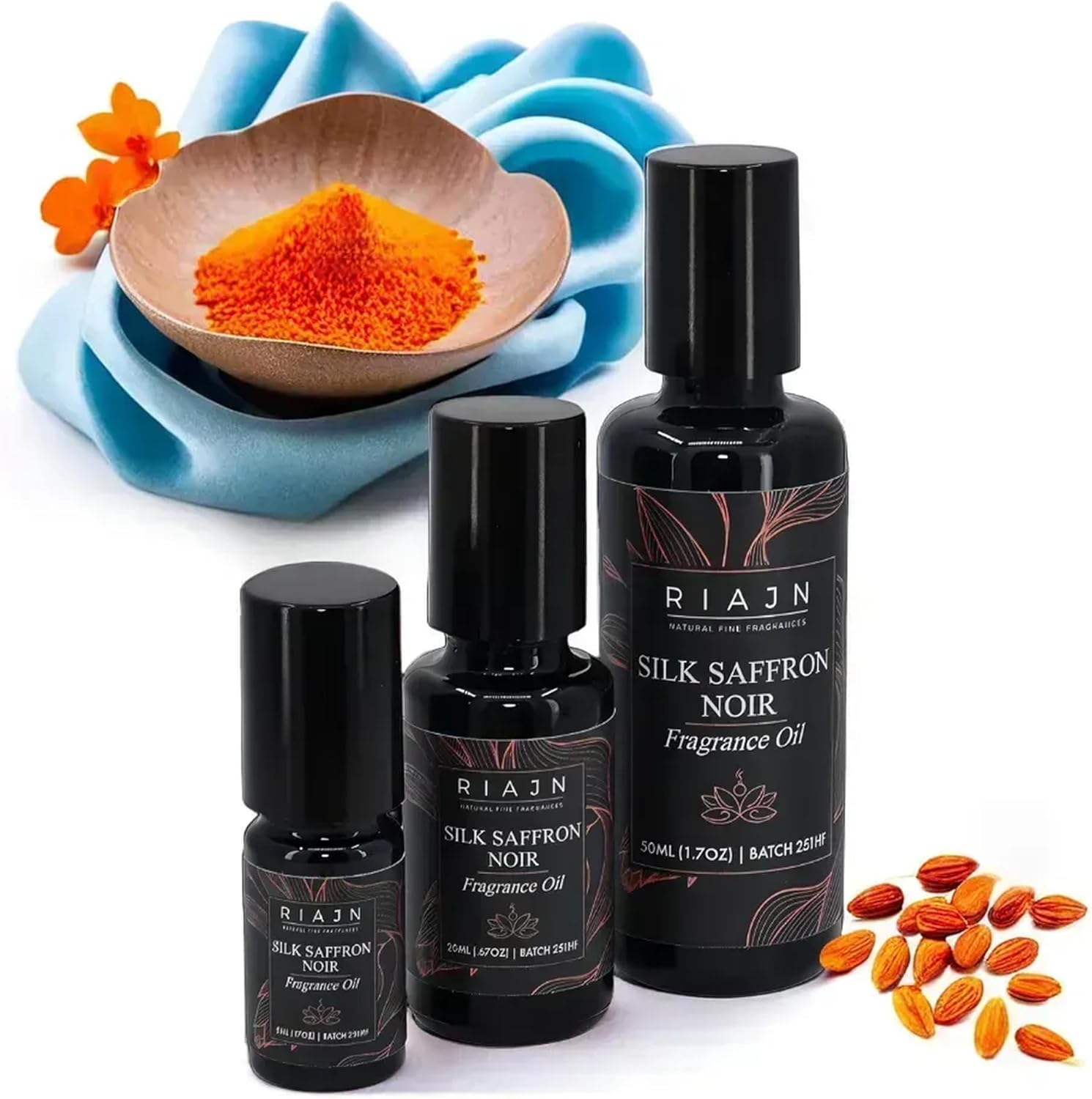 Nuvana Silk Saffron Noir Perfume Oil front view bottle