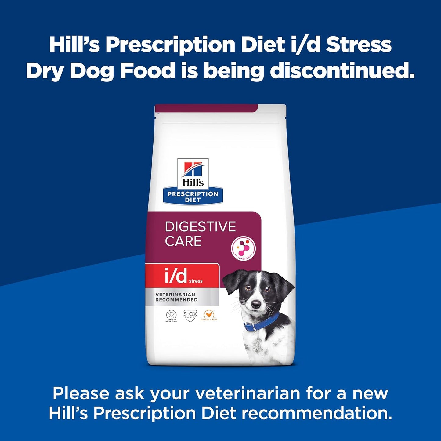 Hill's Pet Nutrition anti-stress digestive care formula showing product details and bag weight.