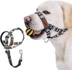 ANDA Gentle Leader dog headcollar front view showing adjustable black and white chevron braided strap.