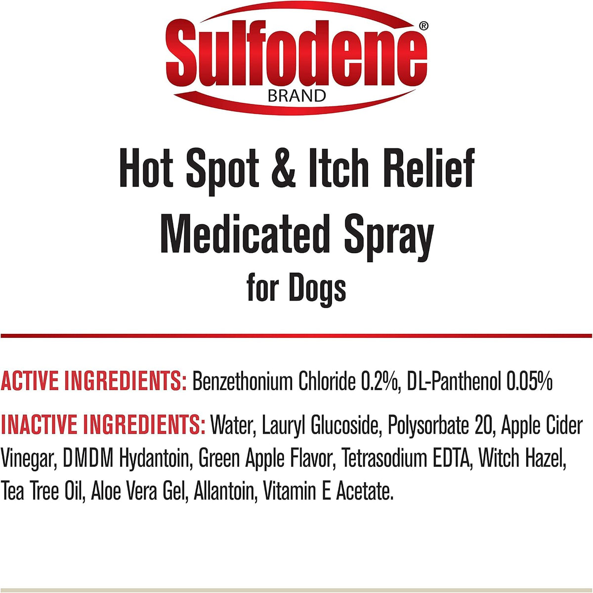 Sulfodene canine hot spot and scratch relief formulation display