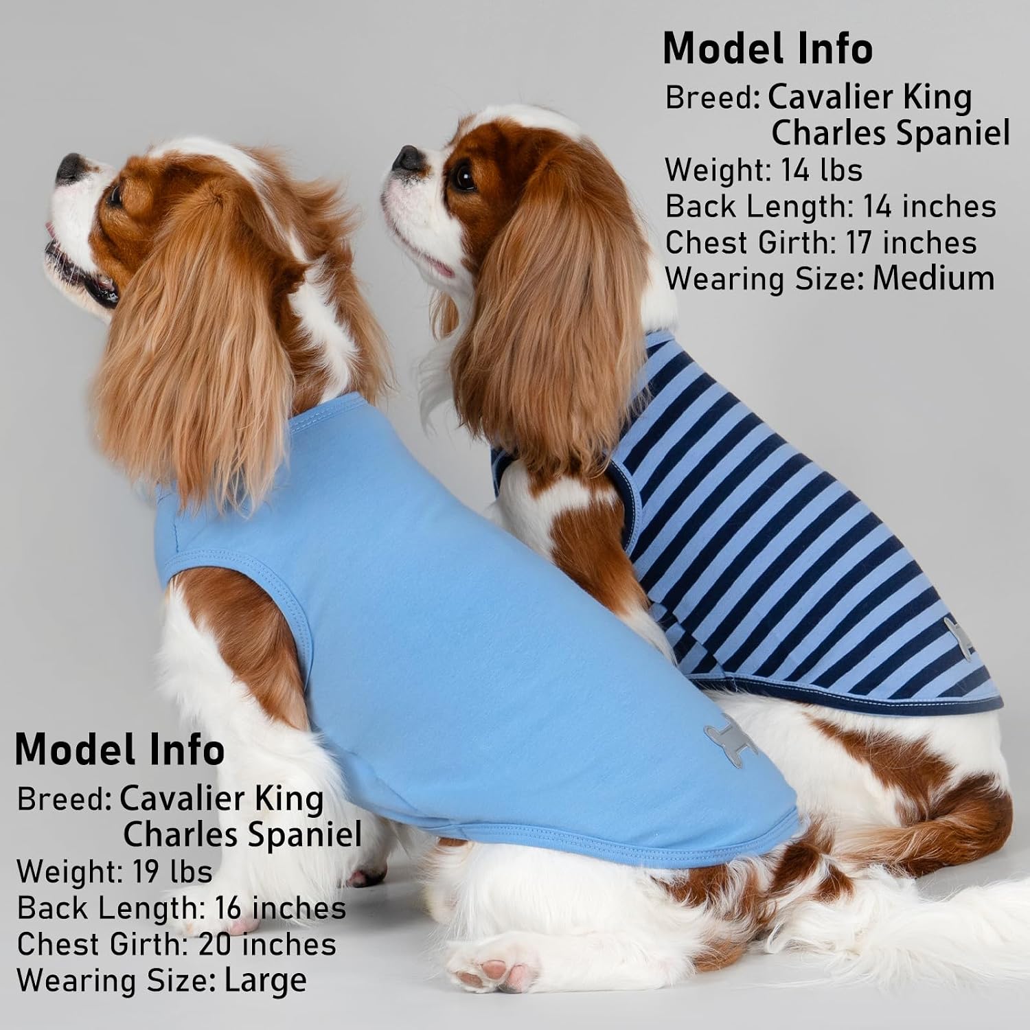 KYEESE 2Pack Dog Shirt, Soft Striped Dogs T Shirts, Lightweight Doggie Tank Top Cat Clothes, Sleeveless Dog Shirt for Small Dogs, Stretchy Pet Vest, Dark Blue, Medium - Image 6