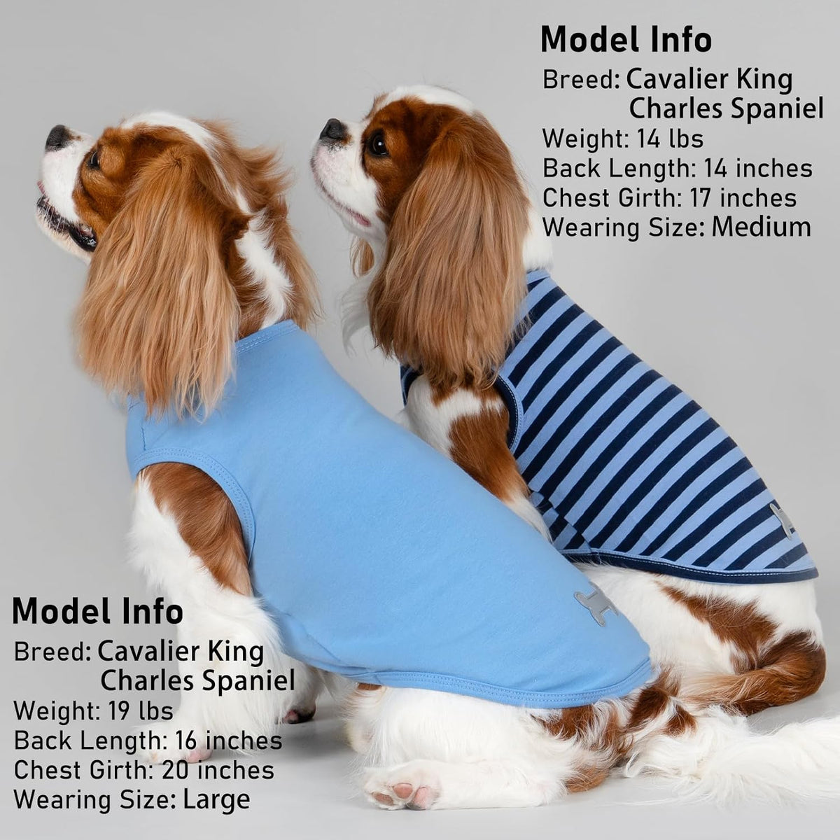 KYEESE 2Pack Dog Shirt, Soft Striped Dogs T Shirts, Lightweight Doggie Tank Top Cat Clothes, Sleeveless Dog Shirt for Small Dogs, Stretchy Pet Vest, Dark Blue, Medium - Image 6