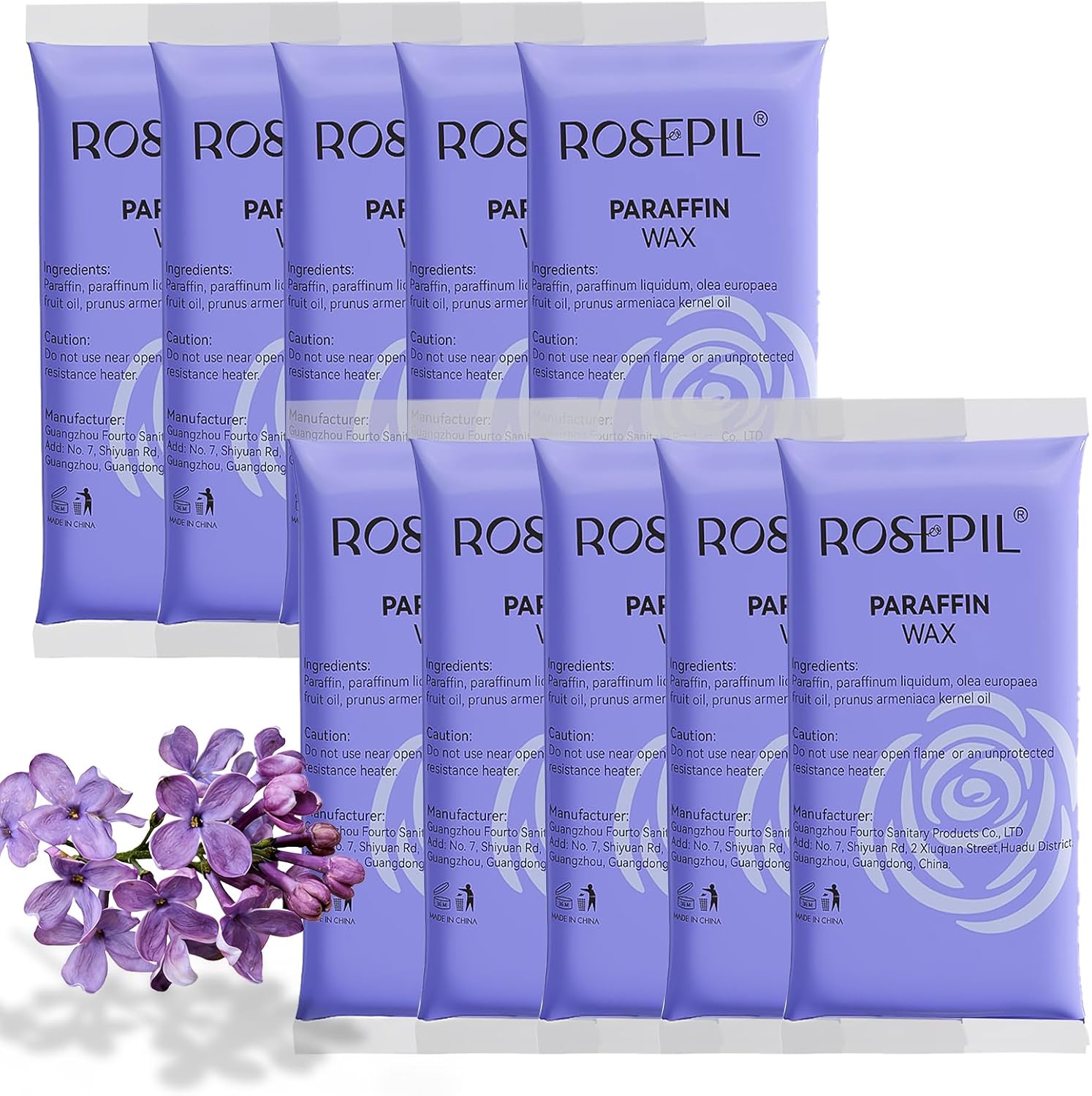 Rosepil lavender paraffin wax refills ten pack packaging front view