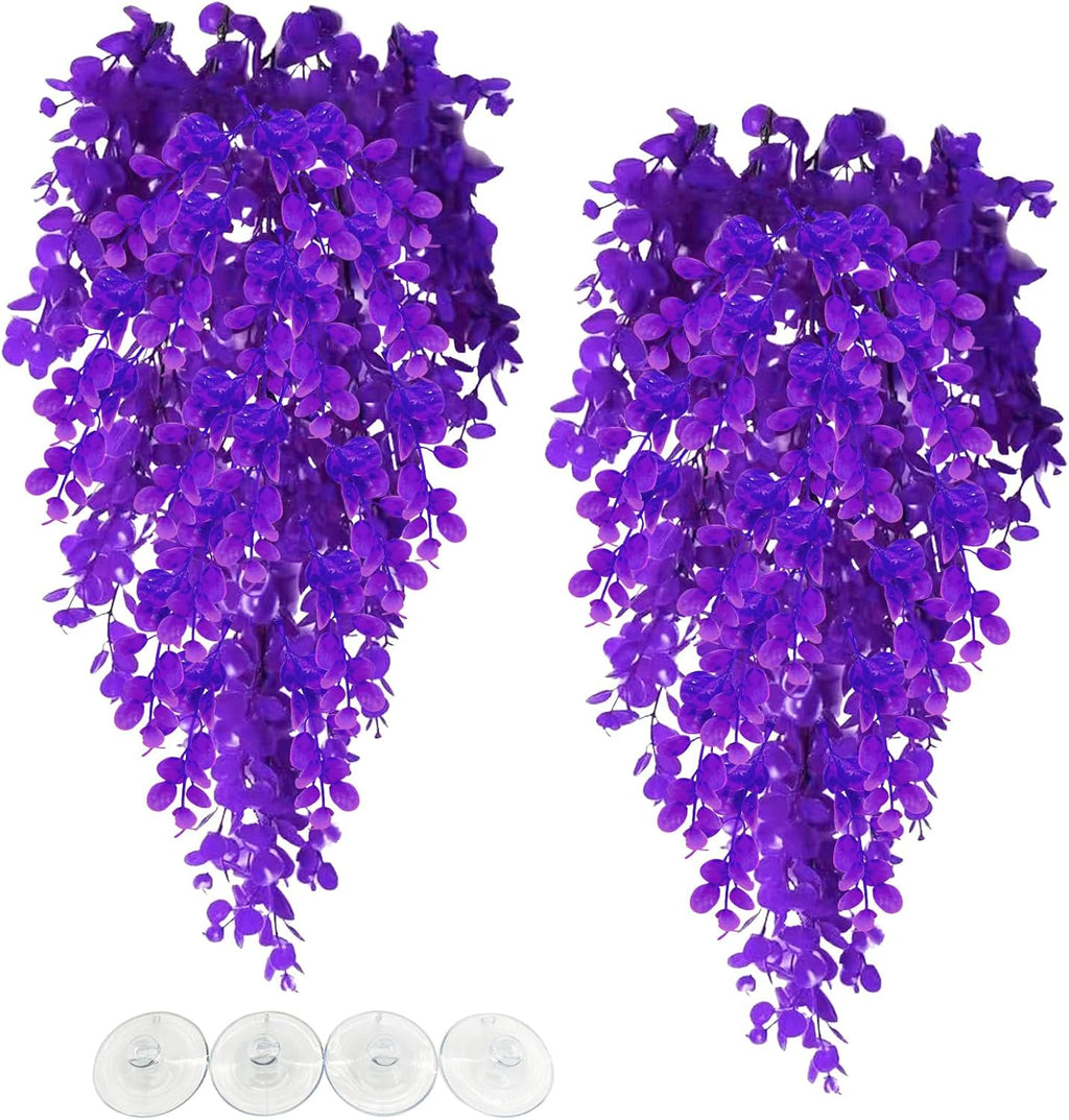 Hamiledyi Fake Reptile Plants 2 Pack Hanging Fake Plants, Plants for Reptiles with Suction Cup, Fake Amphibian Plants for Bearded Dragon Lizard Geckos Chameleon Tank (Orange) - Image 9