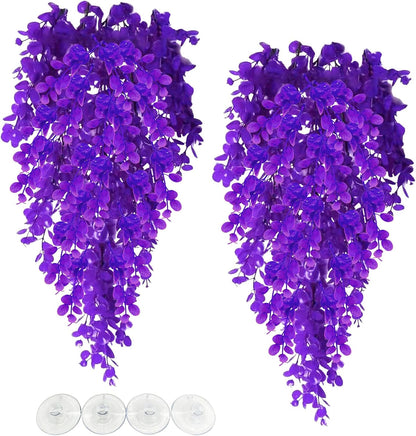 Hamiledyi Fake Reptile Plants 2 Pack Hanging Fake Plants, Plants for Reptiles with Suction Cup, Fake Amphibian Plants for Bearded Dragon Lizard Geckos Chameleon Tank (Orange) - Image 9