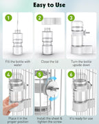 Pawfly automatic bird water feeder mounted on wire cage