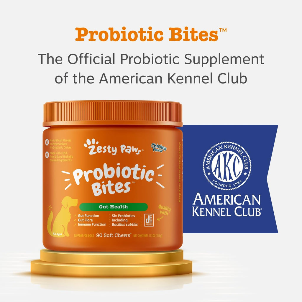 Premium imported Zesty Paws dog probiotic chews
