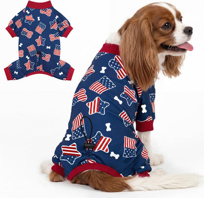 XPUDAC 4th of July Dog Pajamas, Cute Patriotic Dog Clothes with Adjustable Drawstring, Funny Pet Pjs American Flag Pet Outfit for Small Medium Dogs Independence Day, S - Image 12