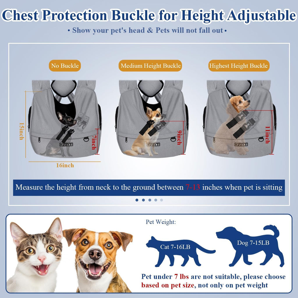 Petskd cat sling carrier adjustable shoulder strap