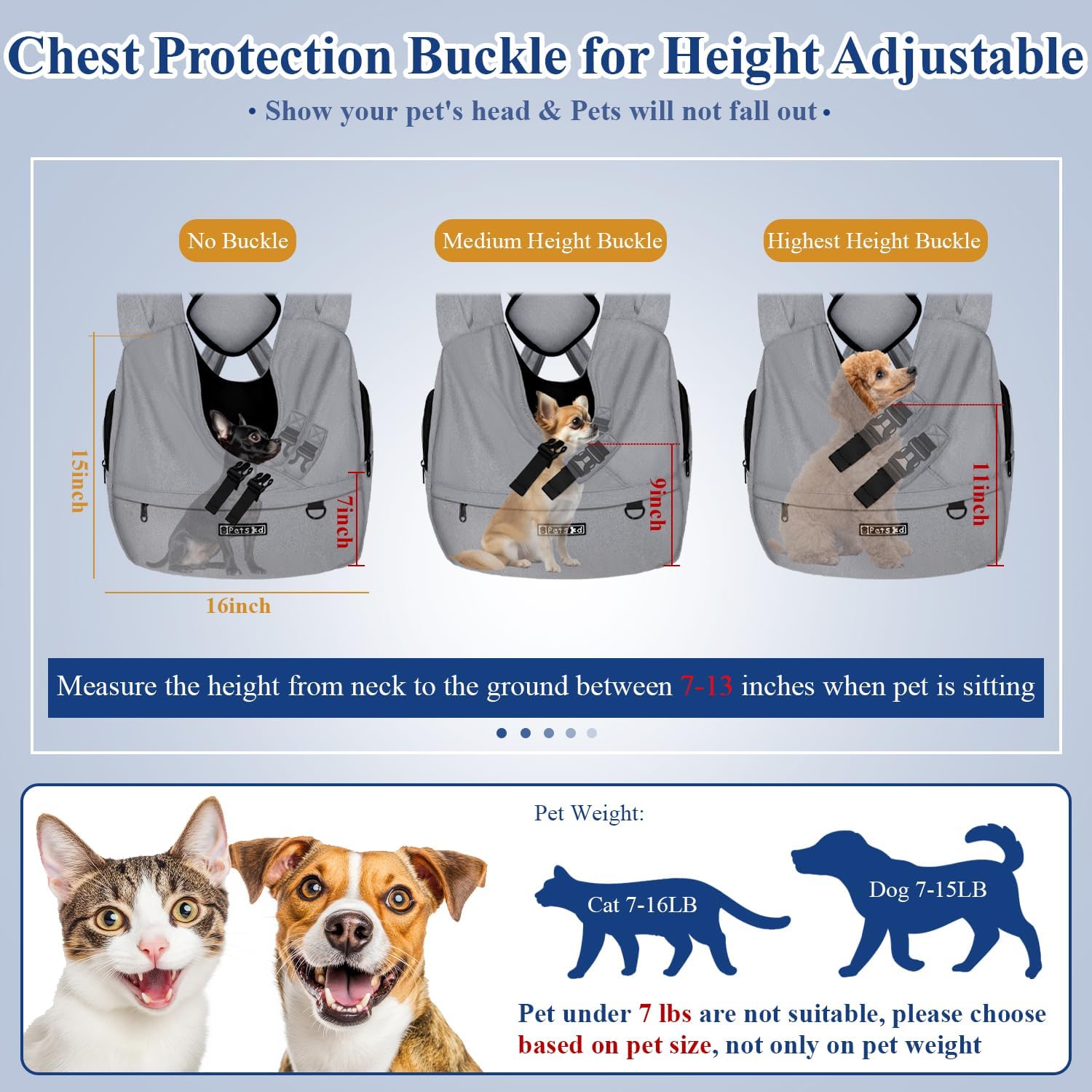 Petskd cat sling carrier adjustable shoulder strap