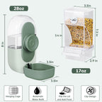 Transparent acrylic automatic bird waterer and seed feeder set installed on cage.
