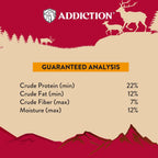 Addiction premium air dried dog food complete meal or topper two pounds packaging