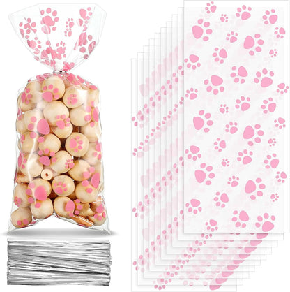 Blulu 100 Pieces Dog Treat Bags Puppy Party Favor Pet Paw Cone Cellophane Bags Candy Heat SealableDog Paw Gift with 100 Pieces Silver Twist Ties for Pet Cat Treat Party Favor(Black) - Image 12