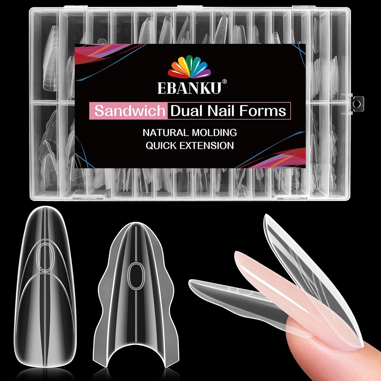 Ebanku Sandwich Dual Nail Forms 240 pieces set