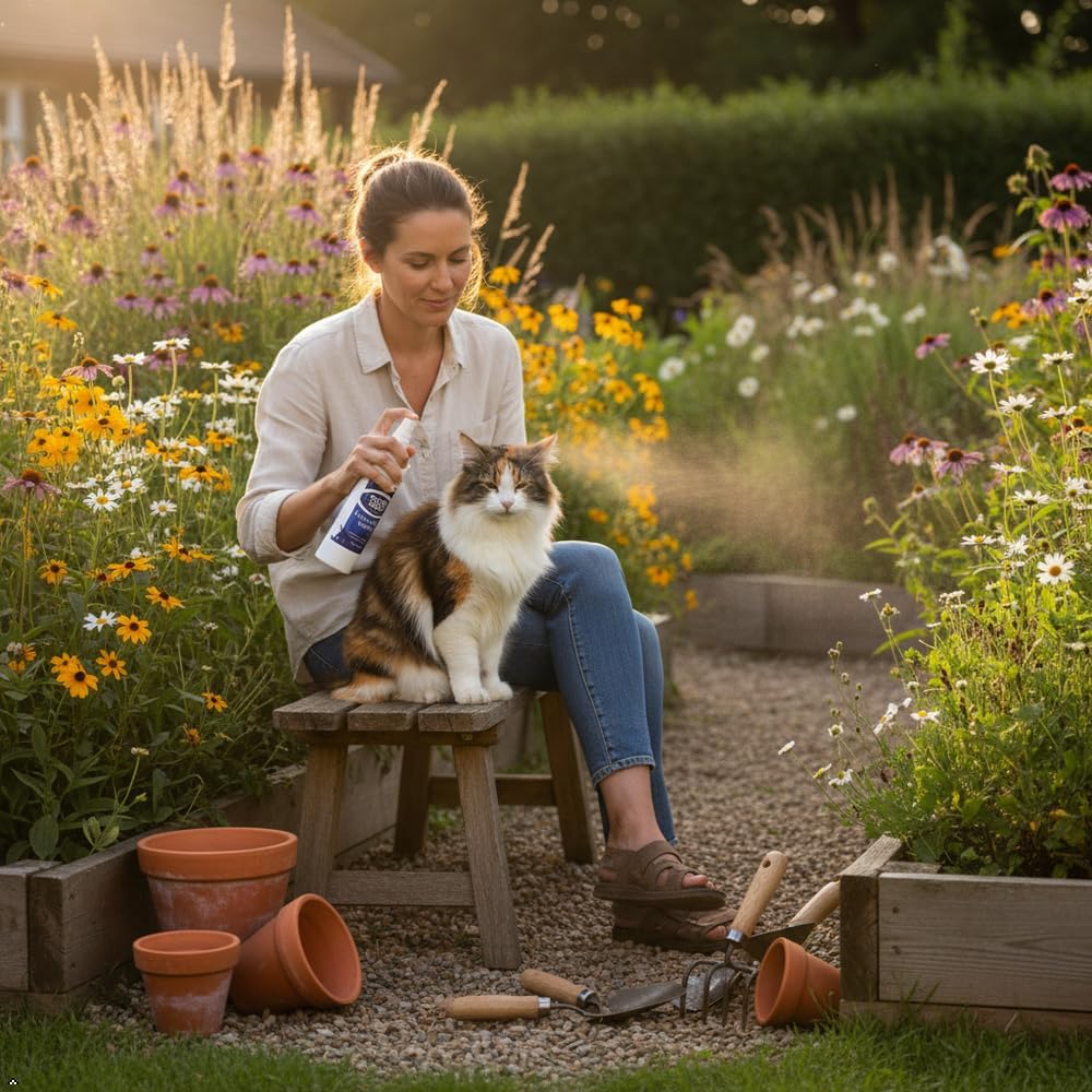 Ortho Pawz eight ounce pet spray showcasing plant powered tick protection.